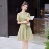 Small Tie-up Slim Floral Skirt Summer New Design Sense Belly Elegant Dress Medium and Long