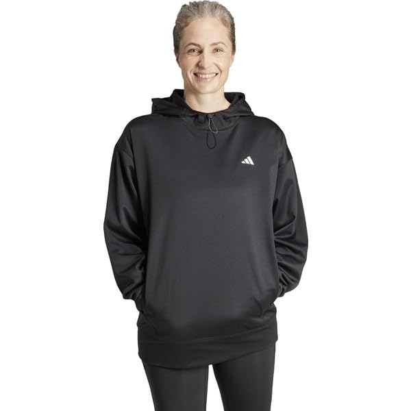 Adidas Aero Lady Game Go Fleece Size & Hoodie, DLF02, Women's, Black/White (IM2686), J/M
