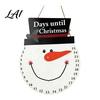 Holiday Countdown Sign Christmas Calendar Reusable Days Until Door Hanging Sign Wooden Vintage Round Wreath Hanger for Wall Decor Interactive