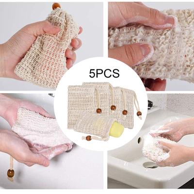 5 Pack Soap Bag Waste Mesh Bar Soap Loofah Holder Pouch For Shower