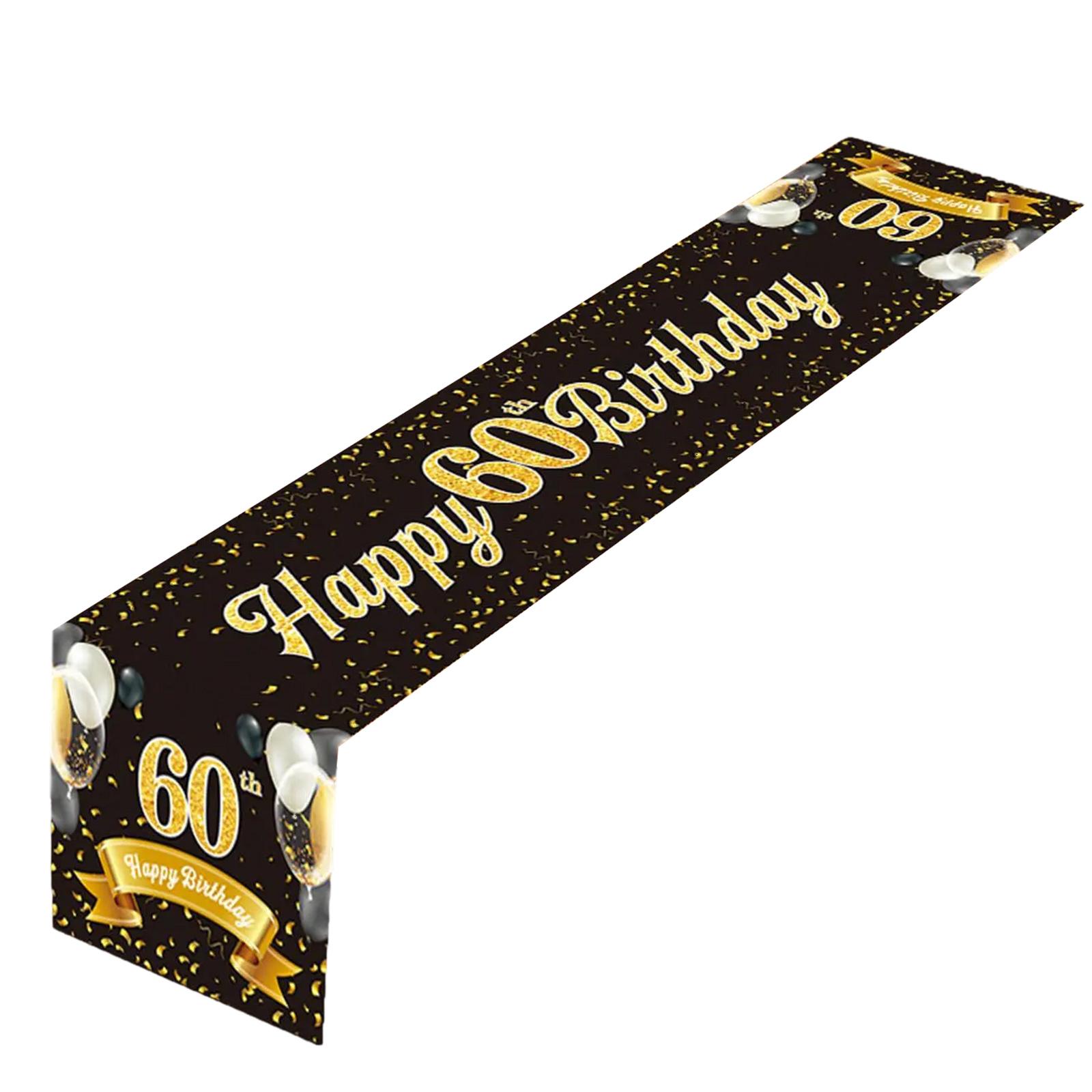 

Элегантная черно-золотая скатерть-дорожка на день рождения для мужчин и женщин Идеальное украшение для вечеринки для него или для нее 180x35см G