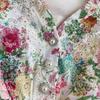 Dámské Potisk výšivka Květinové vyhloubené elegantní plážové šaty Boho s výstřihem do V a nabíraným rukávem Mini krátké sváteční šaty k moři