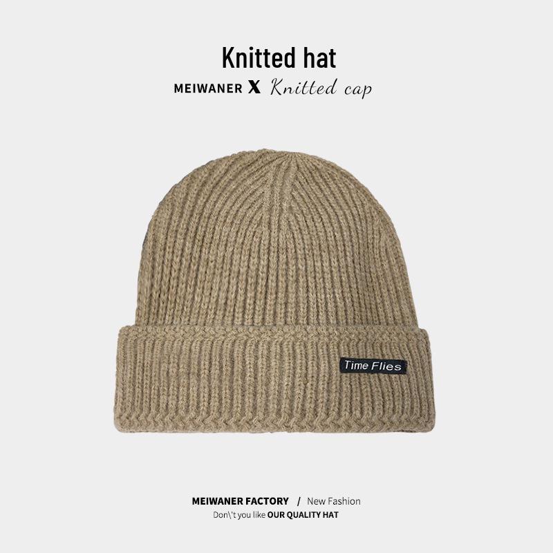 Women's Woolen Melon Cap: Warm, Solid Color Knit Hat for Autumn and Winter Outdoor Wear