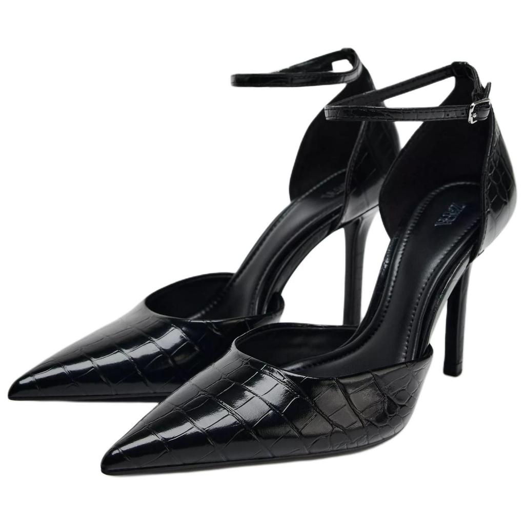ZARA Elegant High Heels With Thin Heels 9.5cm Women high heels Black 12232410800