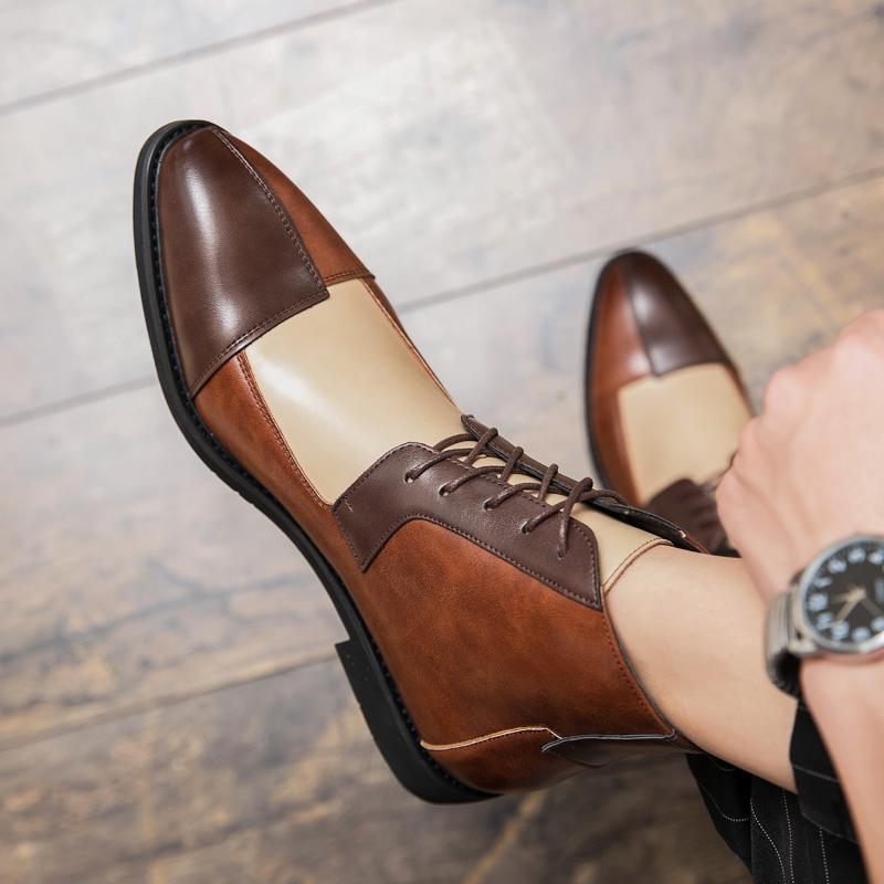 Lær herresko snøre Chelsea boots luxury s casual business sko high-top spisse herre boots big szie 48