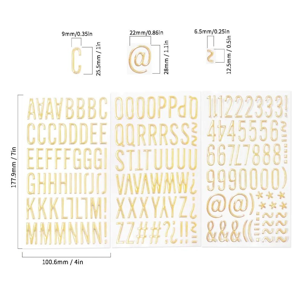 1 Sheet 3D Gorgeous Gold Letter and Number Stickers Puffy Resin Alphabet A to Z Glitter for Scrapbooking Mailbox Crafts Decor