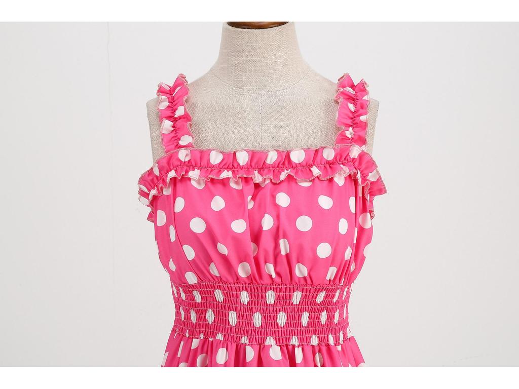 Sexy gepunktetes Spitzen-A-Linien-Spaghettiträgerkleid