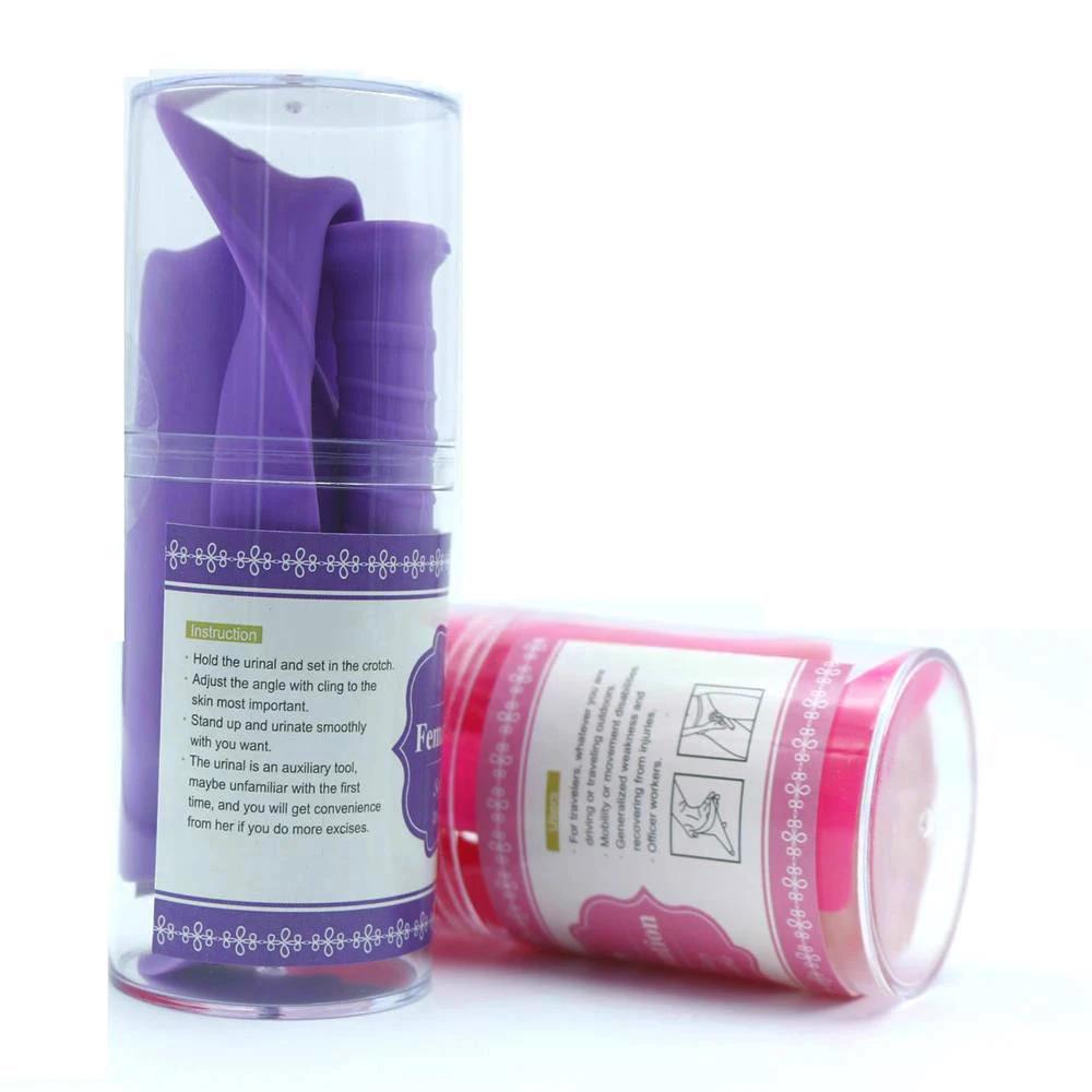 Weibliches Notfall-Uriniergerät Wiederverwendbares Lebensmittel-Silikon Damen-Urinal Stehendes Pinkel-Trichter für Reisen und Outdoor-Camping