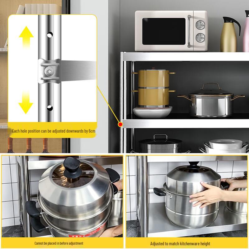 3-Tier Stainless Steel Floor-Standing Kitchen Storage Rack