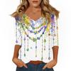 Women's T Shirt Print 3/4 Sleeve Daily Weekend Fashion Basic V- Neck Regular Top