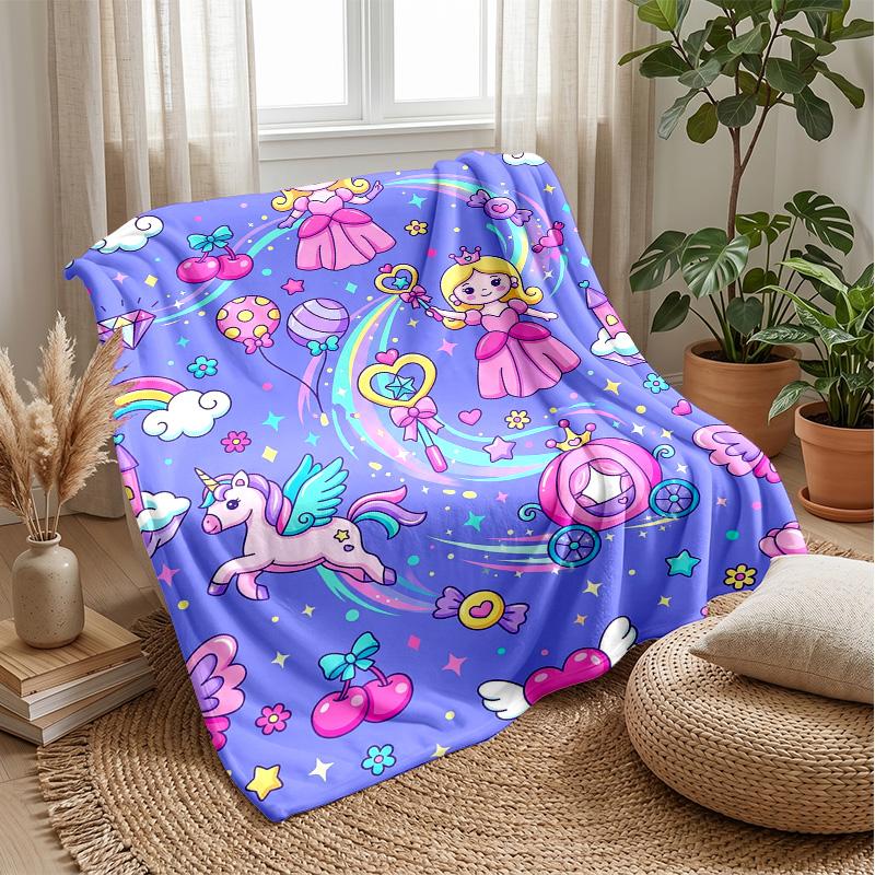 Fantasy Forest Unicorn Theme blanket Lightweight Warm Flannel Blanket Decorative Throw Blanket for Home Decoration