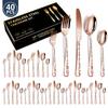 40Pcs Laser Christmas Pattern Flatware Set Stainless Steel Dinnerware Cutlery Set Black Knife Fork Kitchen Tableware Set New