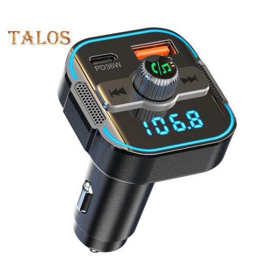 

Автомобильное зарядное устройство с двумя портами и Bluetooth-совместимым передатчиком для быстрой зарядки мощностью 54 Вт, шумоподавлением CVC, дисплеем напряжения, голосовым помощником, автомобильным адаптером чёрный