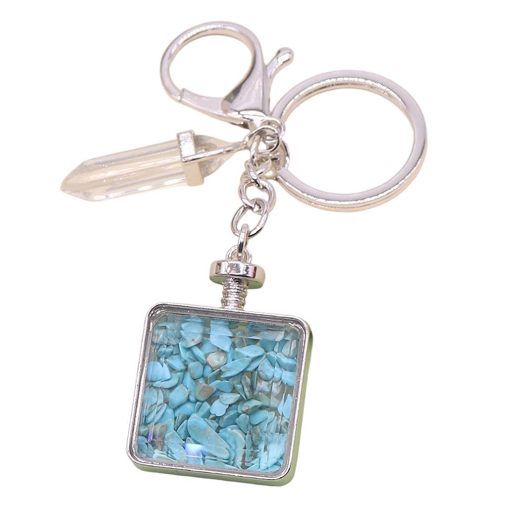 Versatile Square Keychain Featuring Natural Stone Crystals Photo Frame For Couples And Family