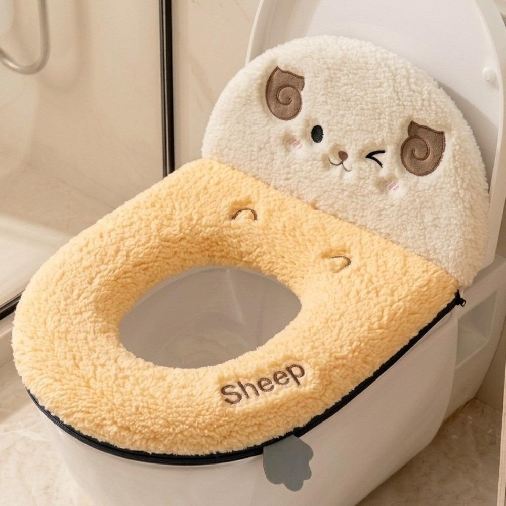 Skin-Friendly Zippered Toilet Seat Cover Non-Slip Plush Toilet Seat Winter Season