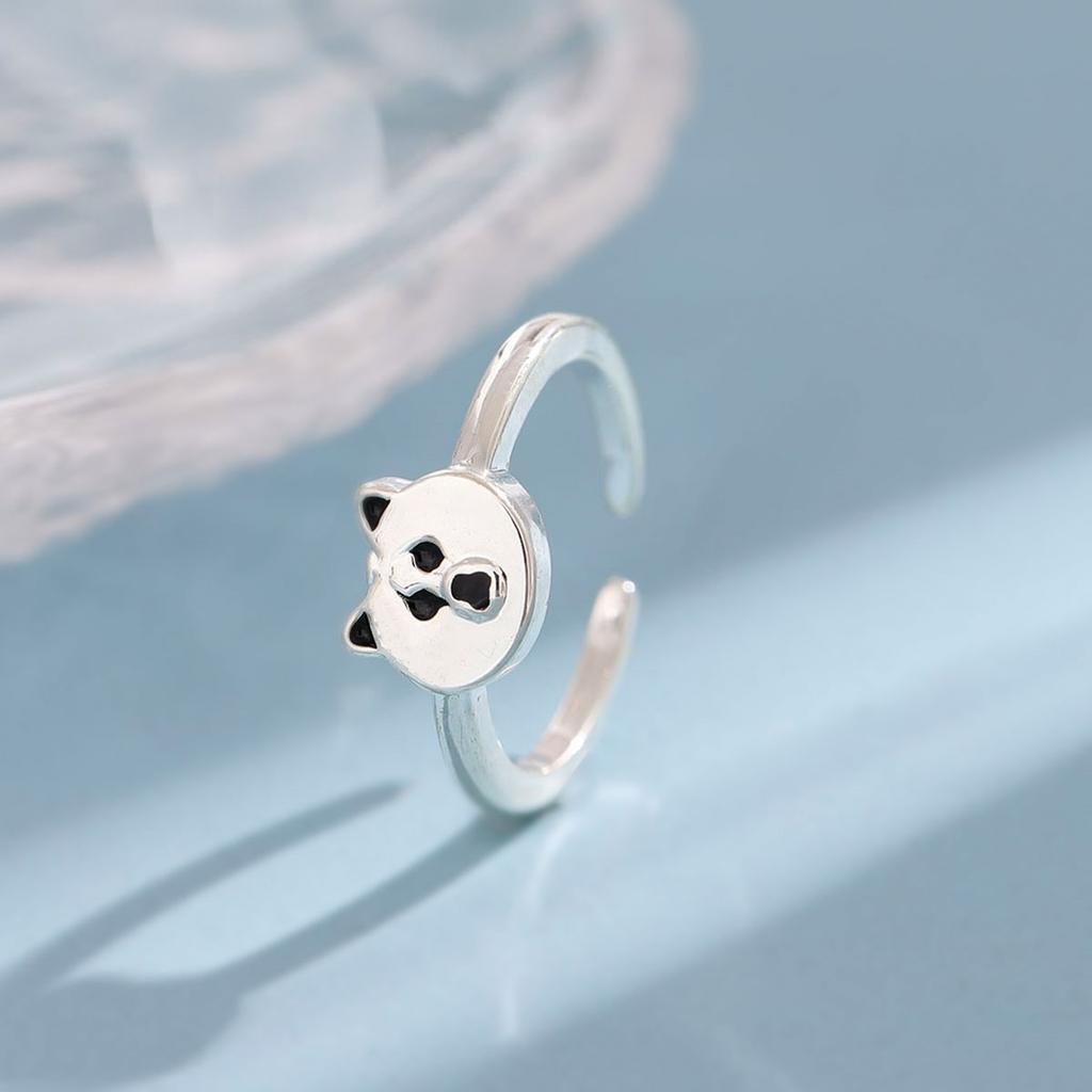 Neue Mode Exquisit Damen Niedlich Tier 925 Sterlingsilber Schmuck Süß Persönlichkeit Bär Öffnungsringe R233