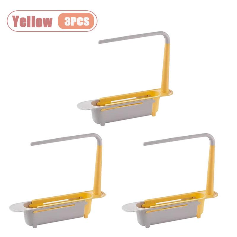 Telescopic Over Sink Organizer Rack Adjustable Kitchen Storage Tray for Soap Sponge Towel with Ventilated Design Drain Rack