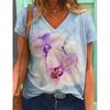 New Flower Floral 3D Print T-shirt Women V-Neck Short Sleeve Tees Y2k Tops Streetwear Harajuku Oversized T Shirts Woman Clothing