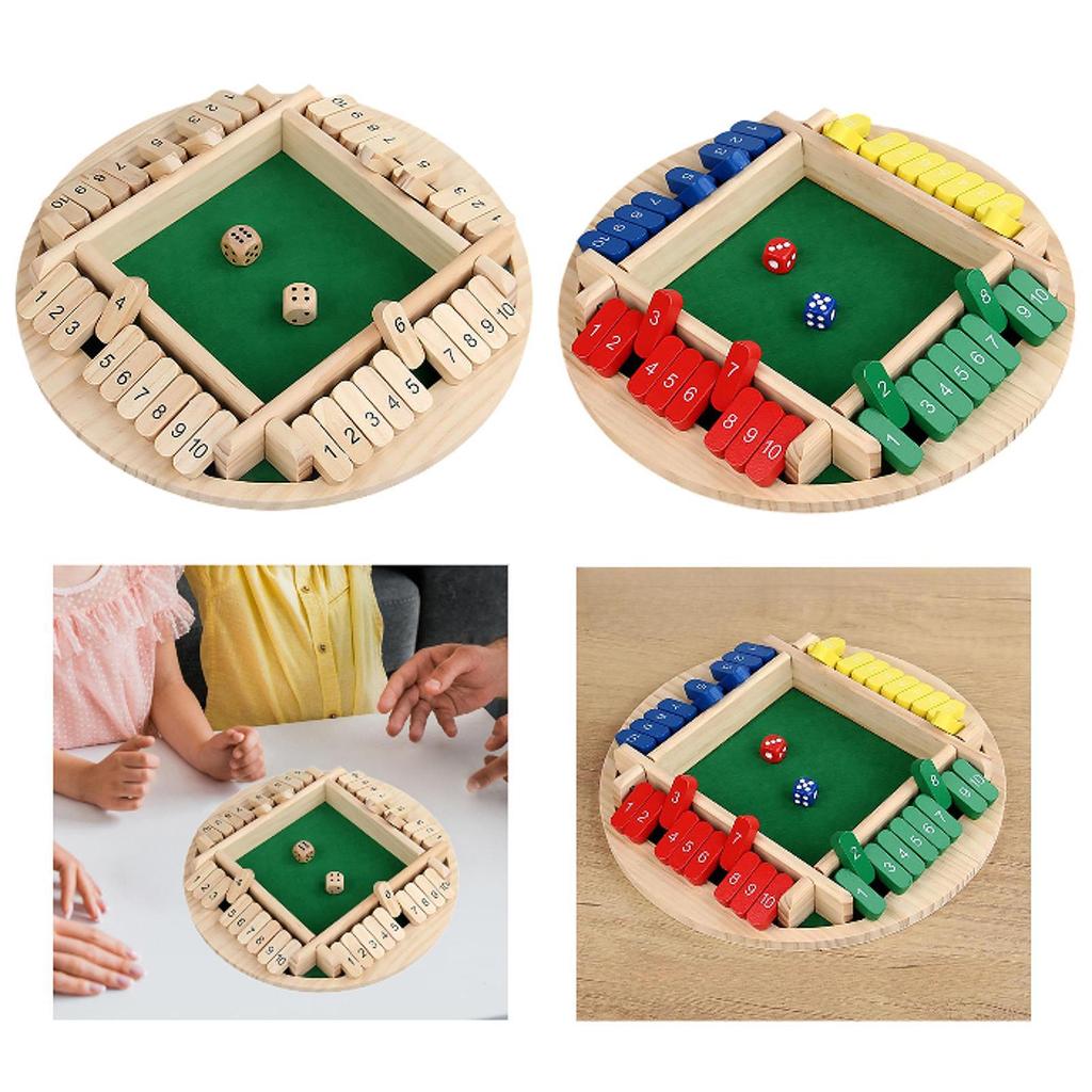 Shut The Box Educational Toys,Multicolor 4 Player Interactive Interesting Wood Tabletop Game