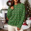 Women's Casual Long Sleeve Christmas Print Crewneck Sweatshirt Top for Holiday Wear
