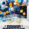 Outer Space Party Supplies, 87Pcs Party Decorations - Rocket Balloons, Solar System Swirl Decorations, Cupcake Toppers, Astronaut Birthday Banner,