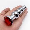 Metal Anal Plug 5 Bead Anal Dilator Jewel Base Butt Plug G-Point Massage Adult Pleasure Sex Toy for Sexual Wellness