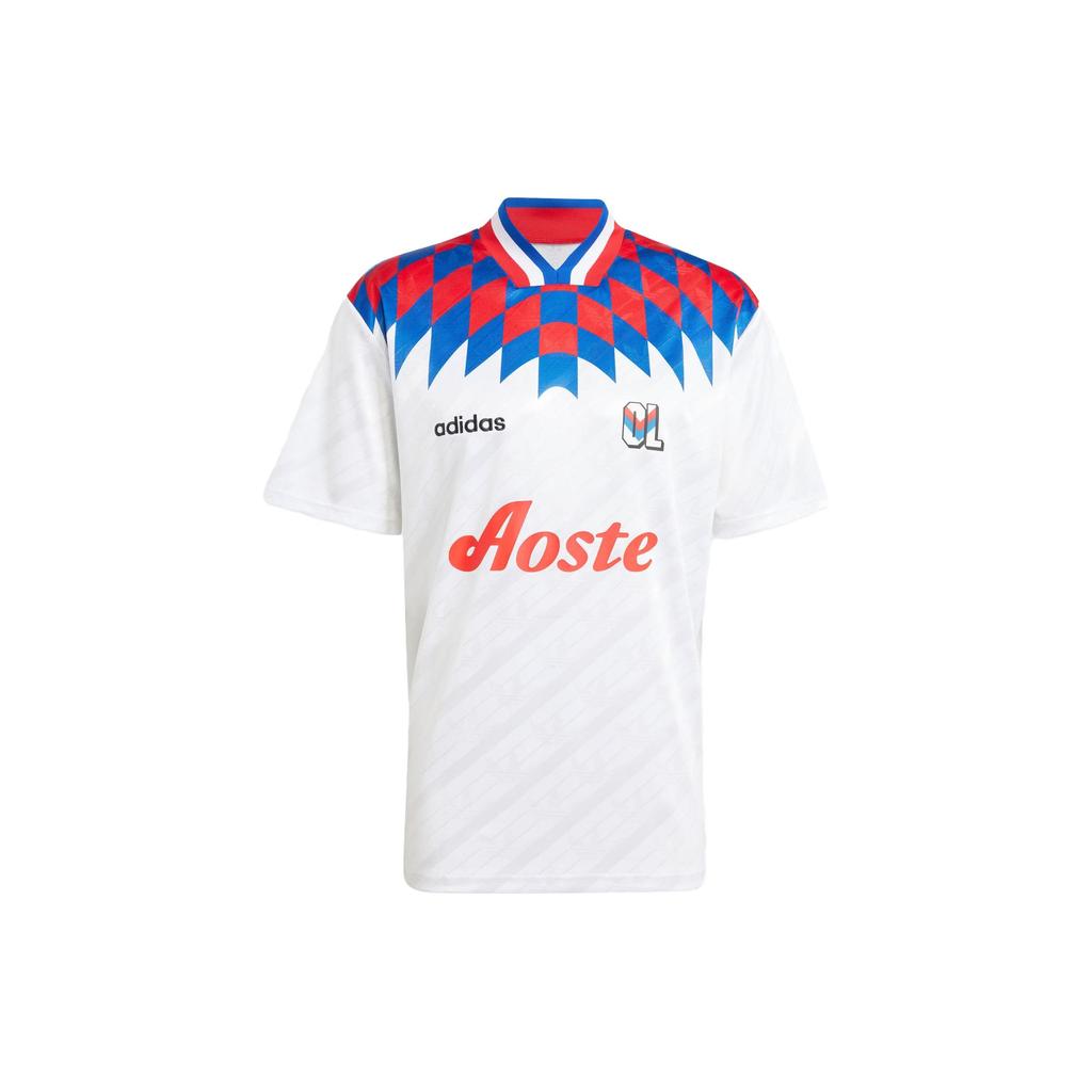 Adidas Olympique Lyonnais 95/96 Bringback Color Block Casual Sports Short Sleeve Football Shirt Men Tops White IM8518