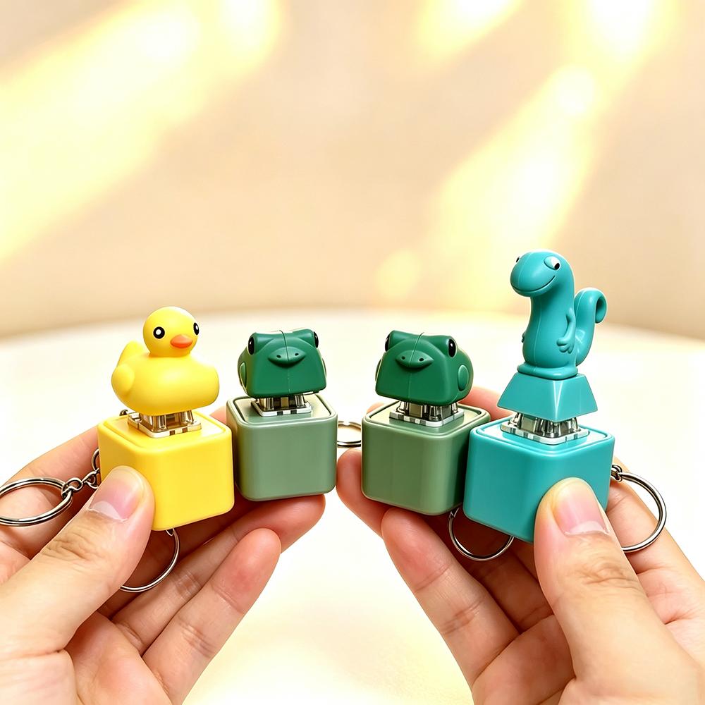 Rechargeable Animal Fidget Clicker Keychain Led Light Sound Stress Relief Sensory Toy Portable Anxiety Relief Bag Pendant Gift