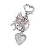 Elegant Silver Heart Bowknot Keychain Charm Pendant Handmade Heart Keyring for Women Fashionable Backpack Ornament