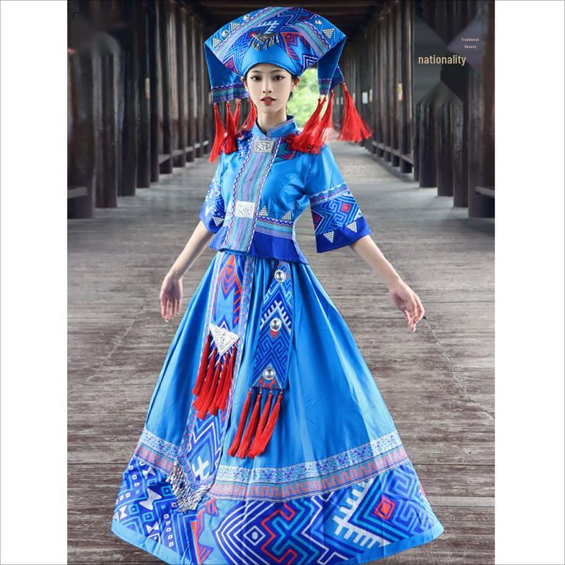 Zhuang Ethnic Dance Performance Costume Set 3XL