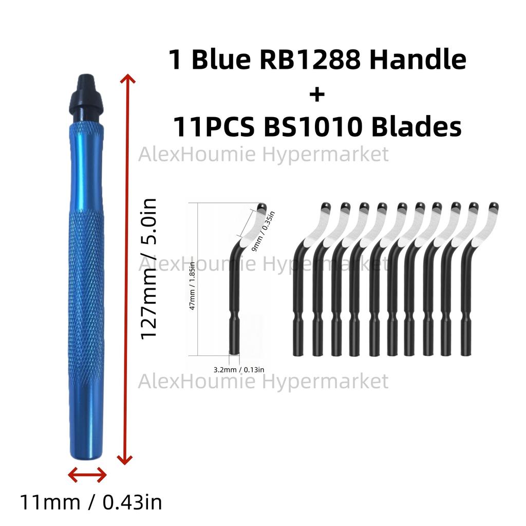 Metal Handle Deburring Tool Kits with BS1010 Blades Deburr Tool Edge Burr Remove 360 Degree Rotary High Grade Swivel Blades