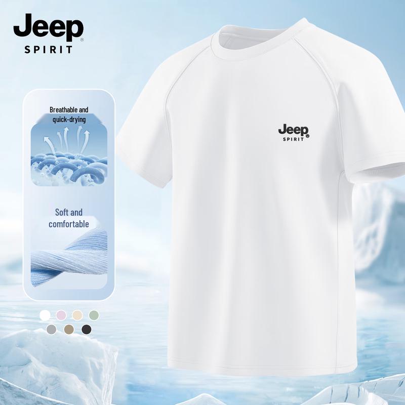 JEEP SPIRIT Men's 2025 Quick-Dry Ice Silk Short Sleeve T-Shirt