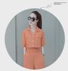 Women's Summer Fashion Suit: Short Slim Fit Top & Wide-Leg Pants Two-Piece Set