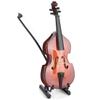 Mininature Musical Instrument Wooden Bass Guitar Model Dollhouse Decoration with Case and Bow