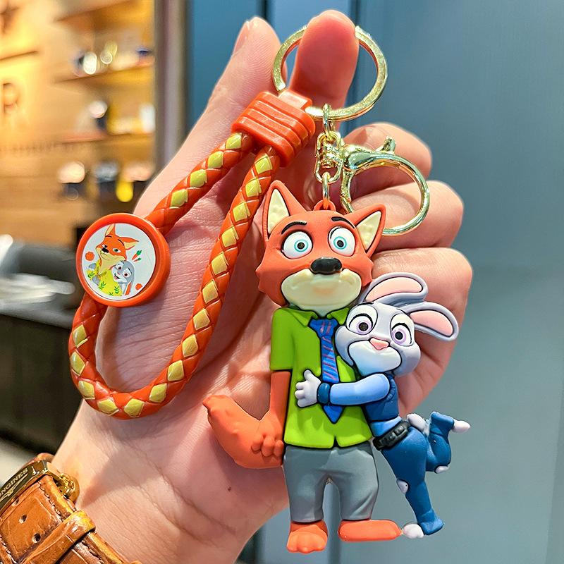 Disney Anime Crazy Zootopia Keychain Cute Judy Nick Key Ring Men's And Women's Bags Pendant Accessories Charm Kids Gift Doll