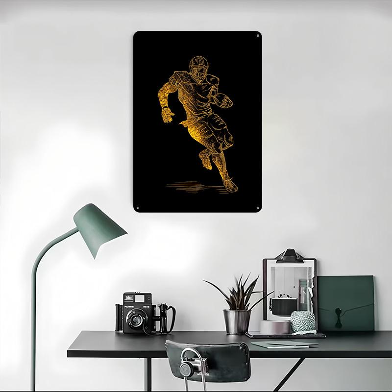 Plakát Amerického fotbalu Přizpůsobené nástěnné umění Vintage kovové cedule Retro plechová plaketa pro pánský doupě Kancelářská dekorace Dekorace Garáž