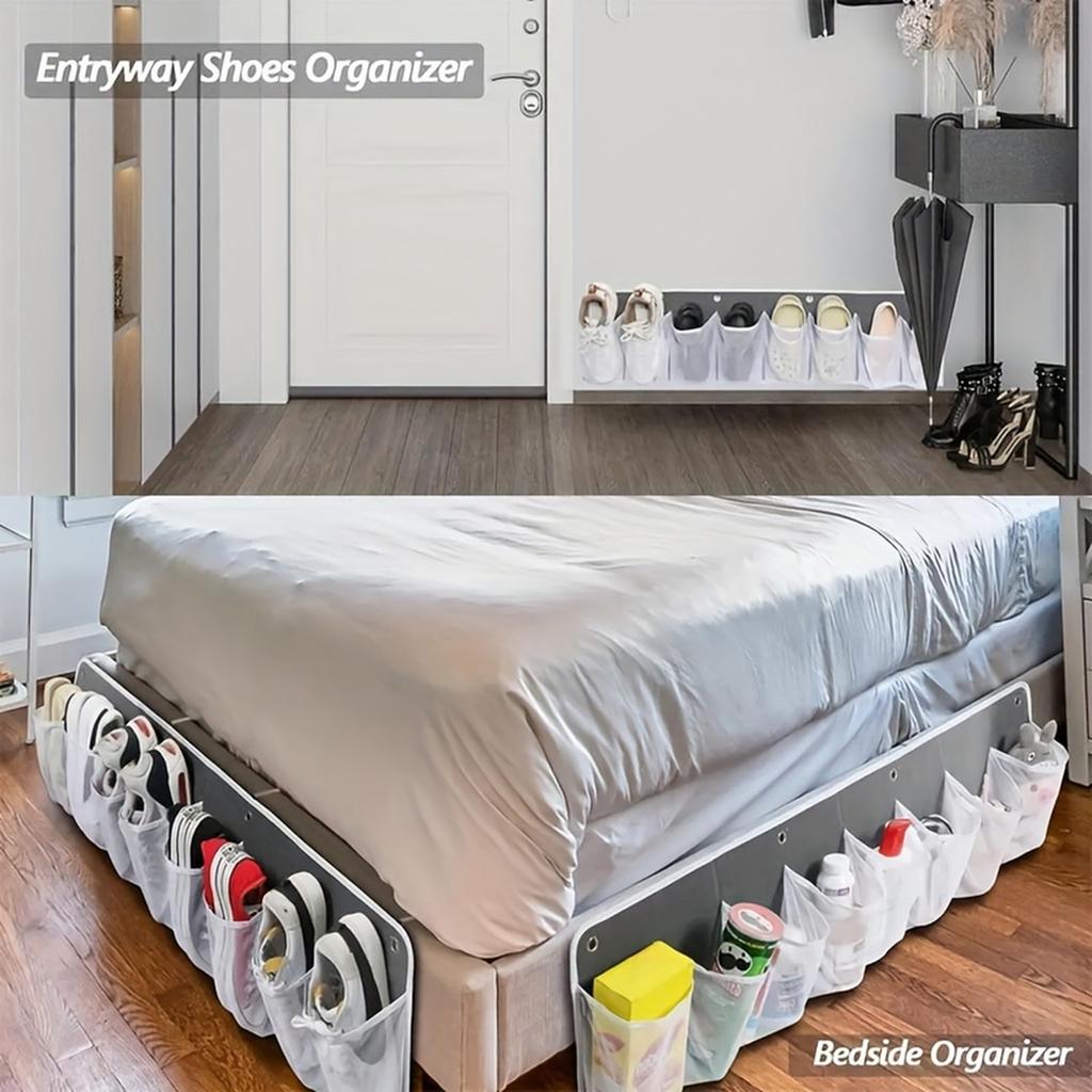 8 Compartment Non-Woven Mesh Shoe Storage for Bedside and RV Hanging