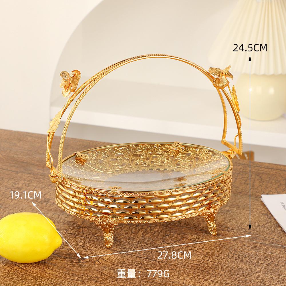 Metal single-layer fruit basket Household retro fruit basket High value exquisite living room elegant multi-purpose snack basket
