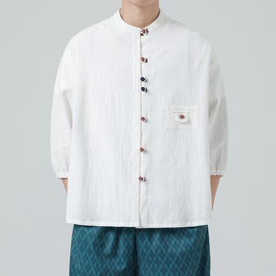 2025 Sommer Herrenhemd Traditionelle Chinesische Kleidung Herren Tai Chi Baumwolle Tanganzug Oberteile Orientalisches Hanfu Herren Halbarmhemden