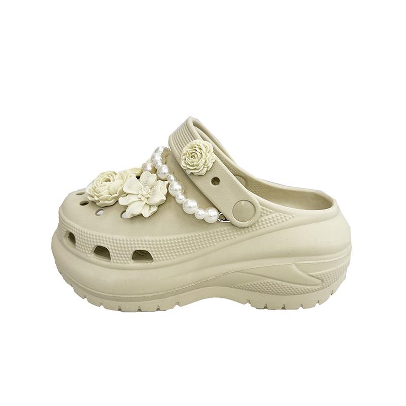 2025 Summer New High-value Flower Hole Shoes Wear Non-slip, Step On Shit Feeling Bag Head and Pedal Cool Slippers Women