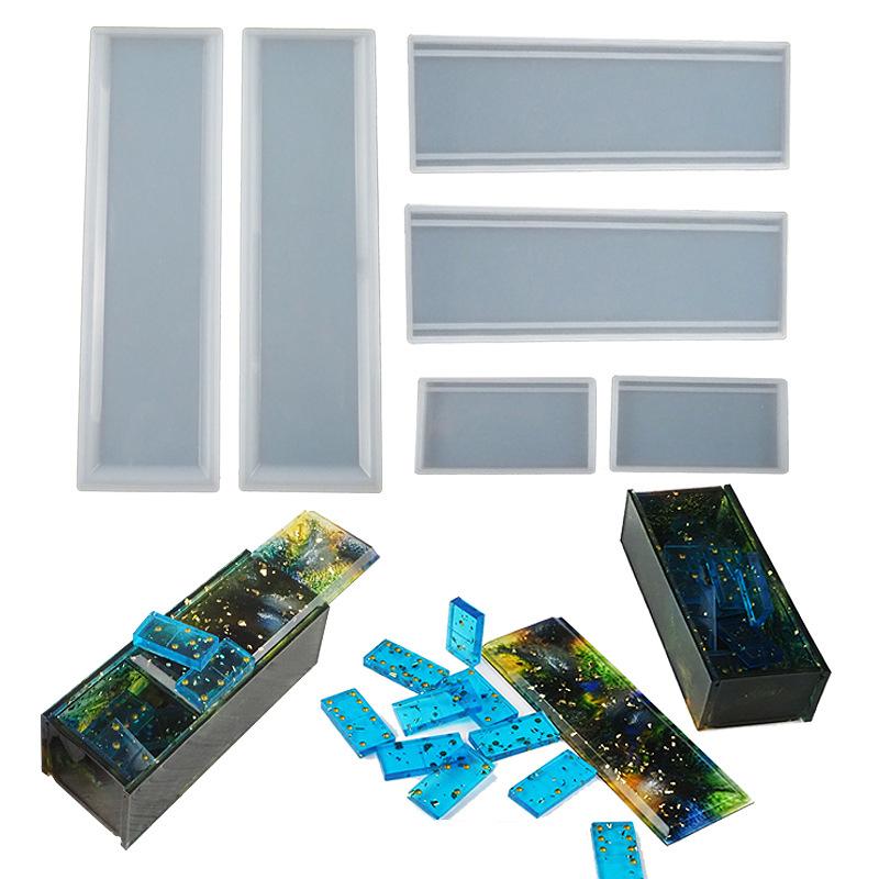 1 Set Resin Epoxy Silicone Mold Dominoes Storage Box Container Mould DIY Craft