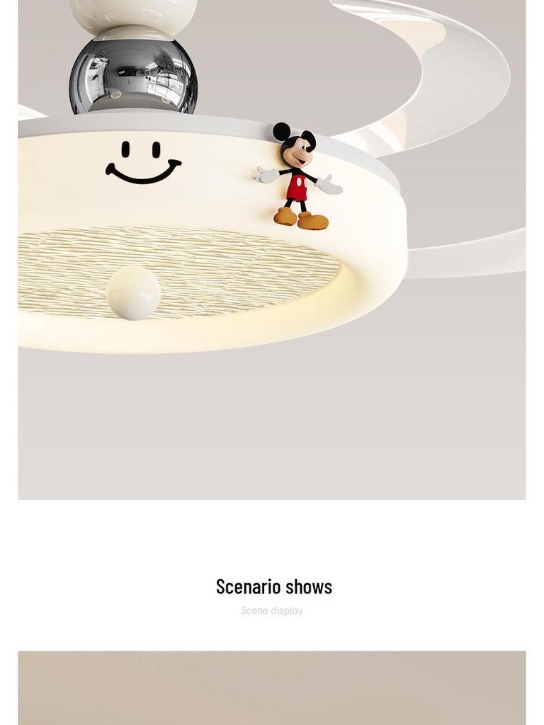 Cream Style Silent Ceiling Fan Light with Eye-Protecting Retro Design for Bedrooms and Children's Rooms