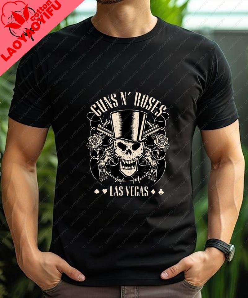Guns N Roses Rock Band Fashion Retro Loose Shortsleeved Tshirts Summer Trend Harajuku Neutral Shirts Oversized Tshirts