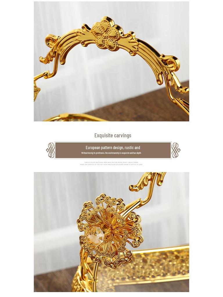 European Retro Multi-layer Fruit Basket & Glass Plate Set for Living Room