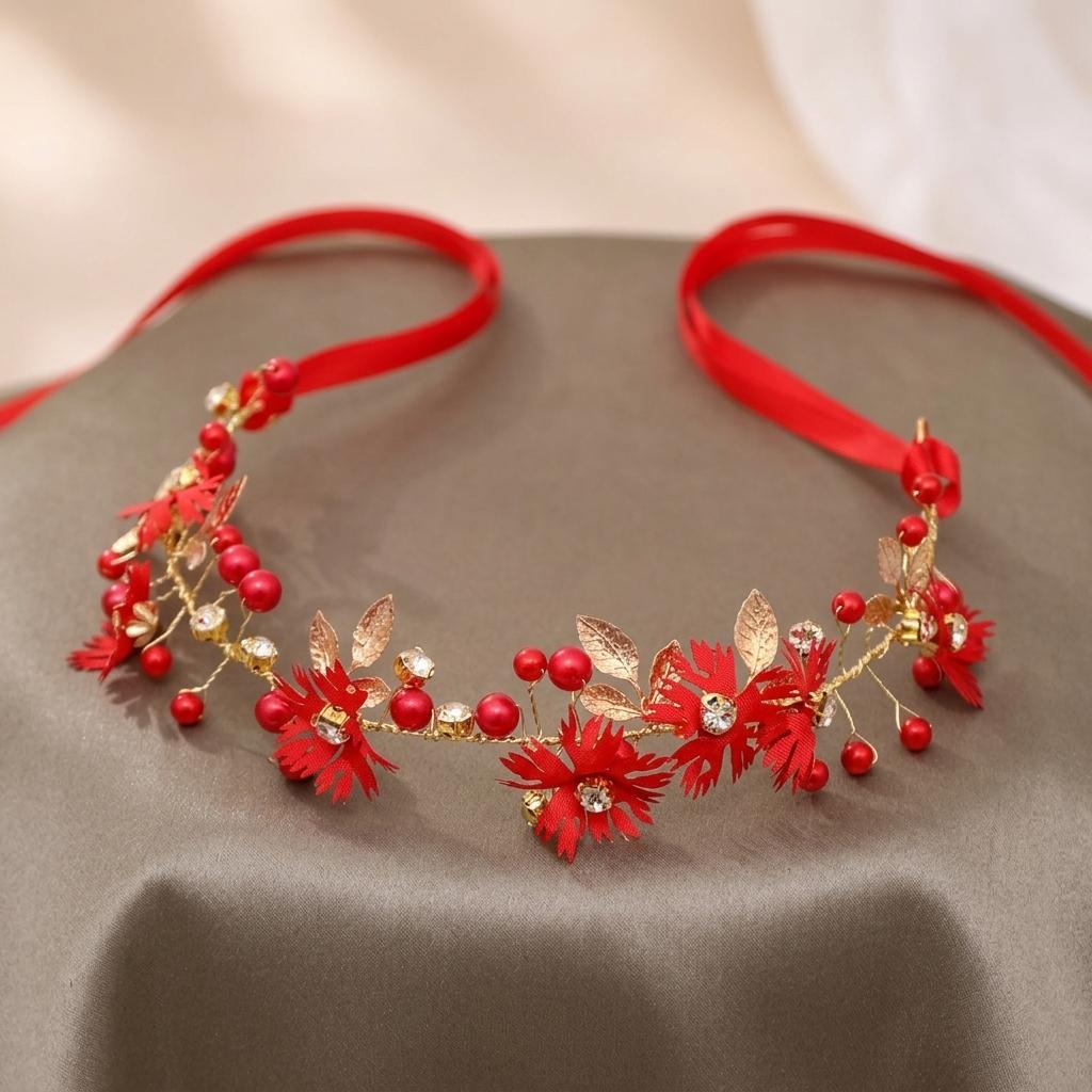 Women Flower Headband Bride Flower Crown Hairband Hair Accessories Wedding Party Wreath Headpiece Headwear Girls Headband
