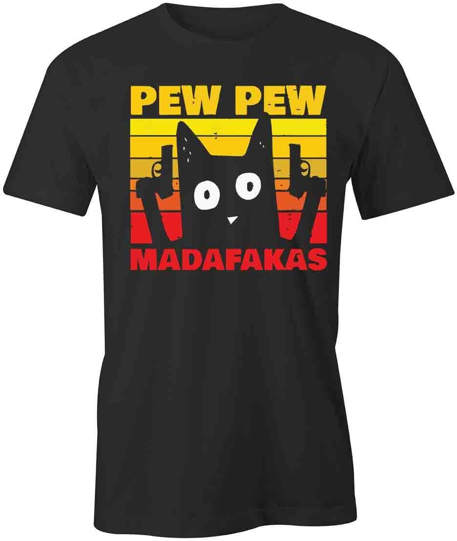 Pew Pew Cat TShirt Tee Short-Sleeved Cotton CLOTHING ANIMAL PETS S1BCA887 XXXL