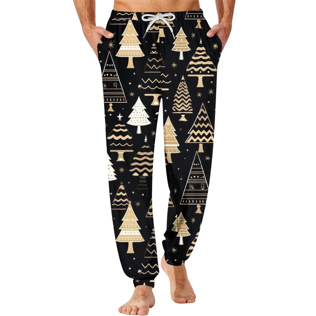 Men's Christmas Printed Thermal Pajama Pants for Winter Sleepwear