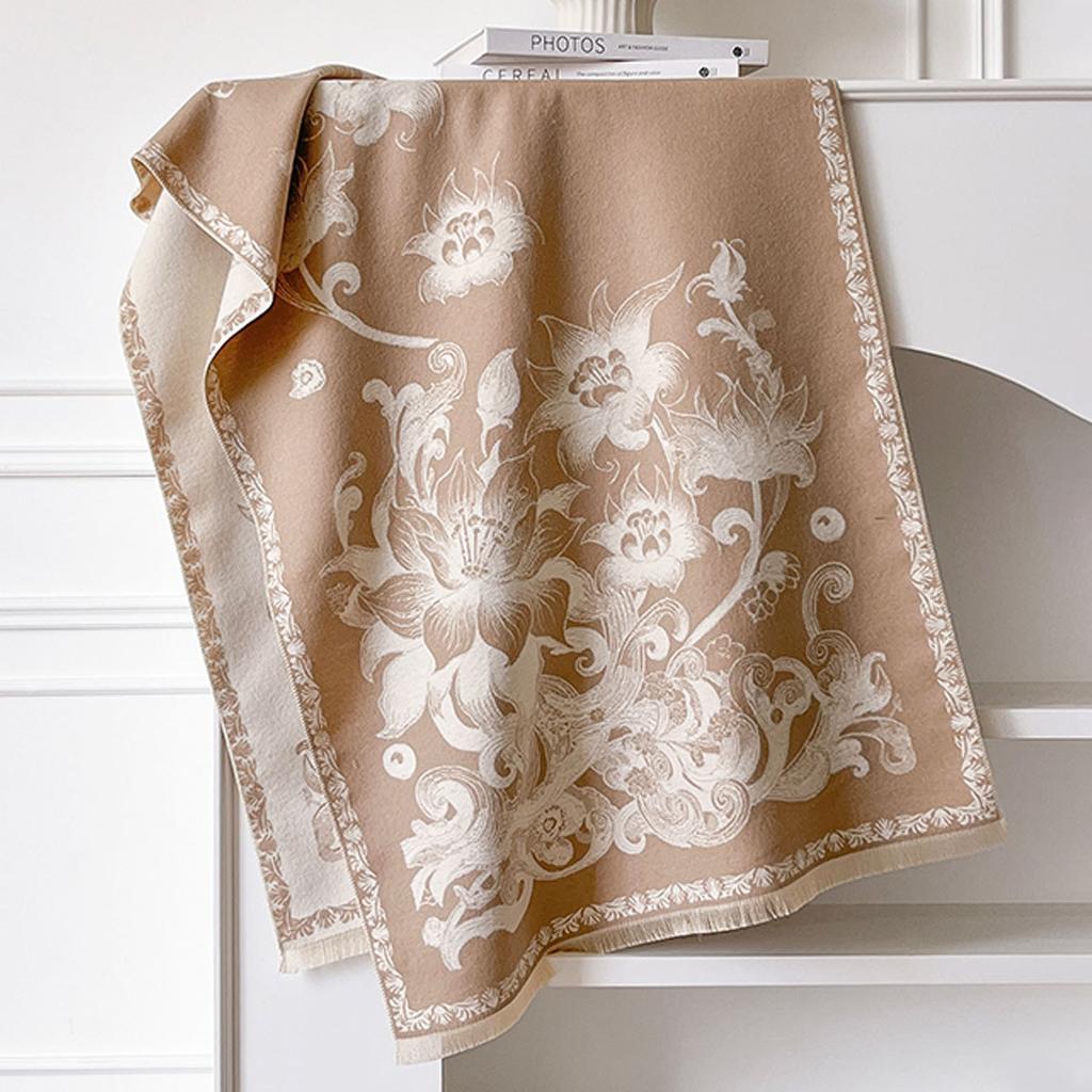 Winter Warm Cashmere Scarf For Women Flowers Pashmina Shawl Wrap Neckerchief Female Bufanda Echarpe Design Headband
