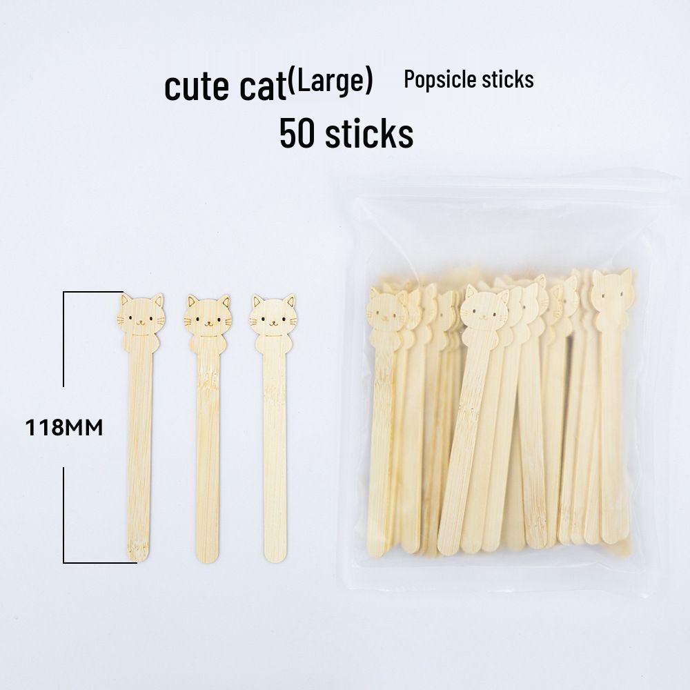Disposable Bamboo Ice Cream Sticks with Cartoon Animal Design and Ambidextrous Logo Tanghulu Skewer