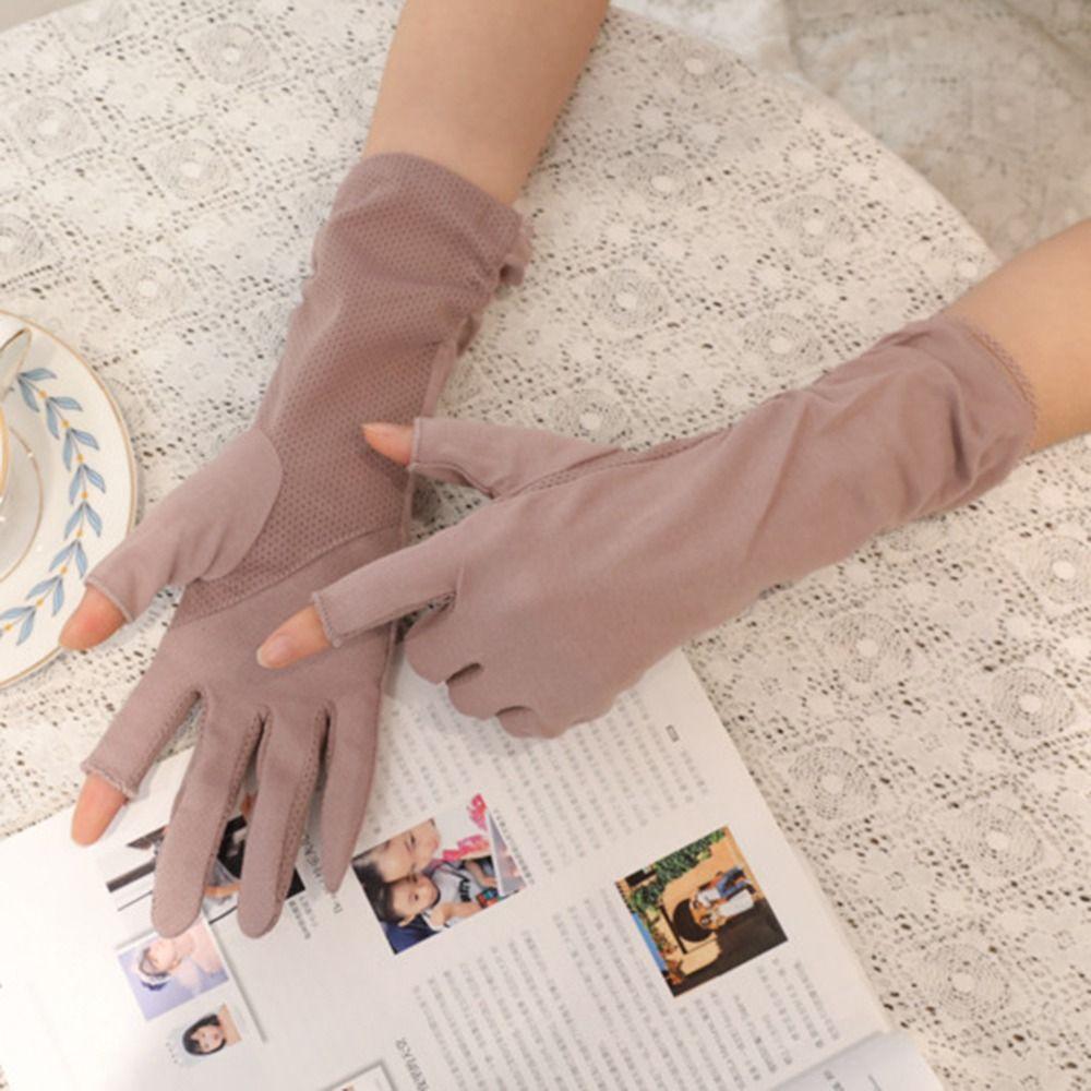 Anti-UV Women Sunscreen Gloves Thin Summer Driving Mittens Sun Protection Riding Gloves Outdoor